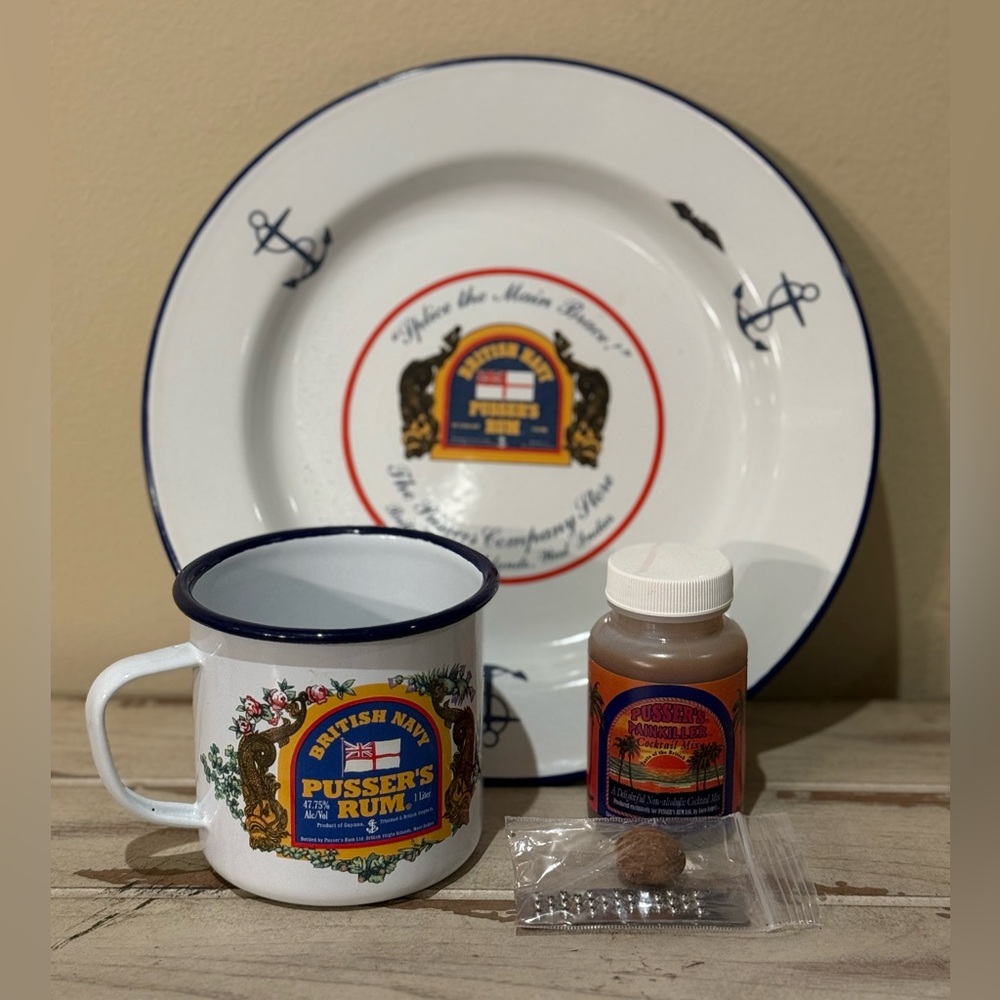 Pusser’s Enamel Tin Plate & Tim Cup Set Made In England